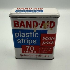 Vintage Band-Aid‎ Metal Tin Box Lot Of 2 Johnson & Johnson Made In USA Empty